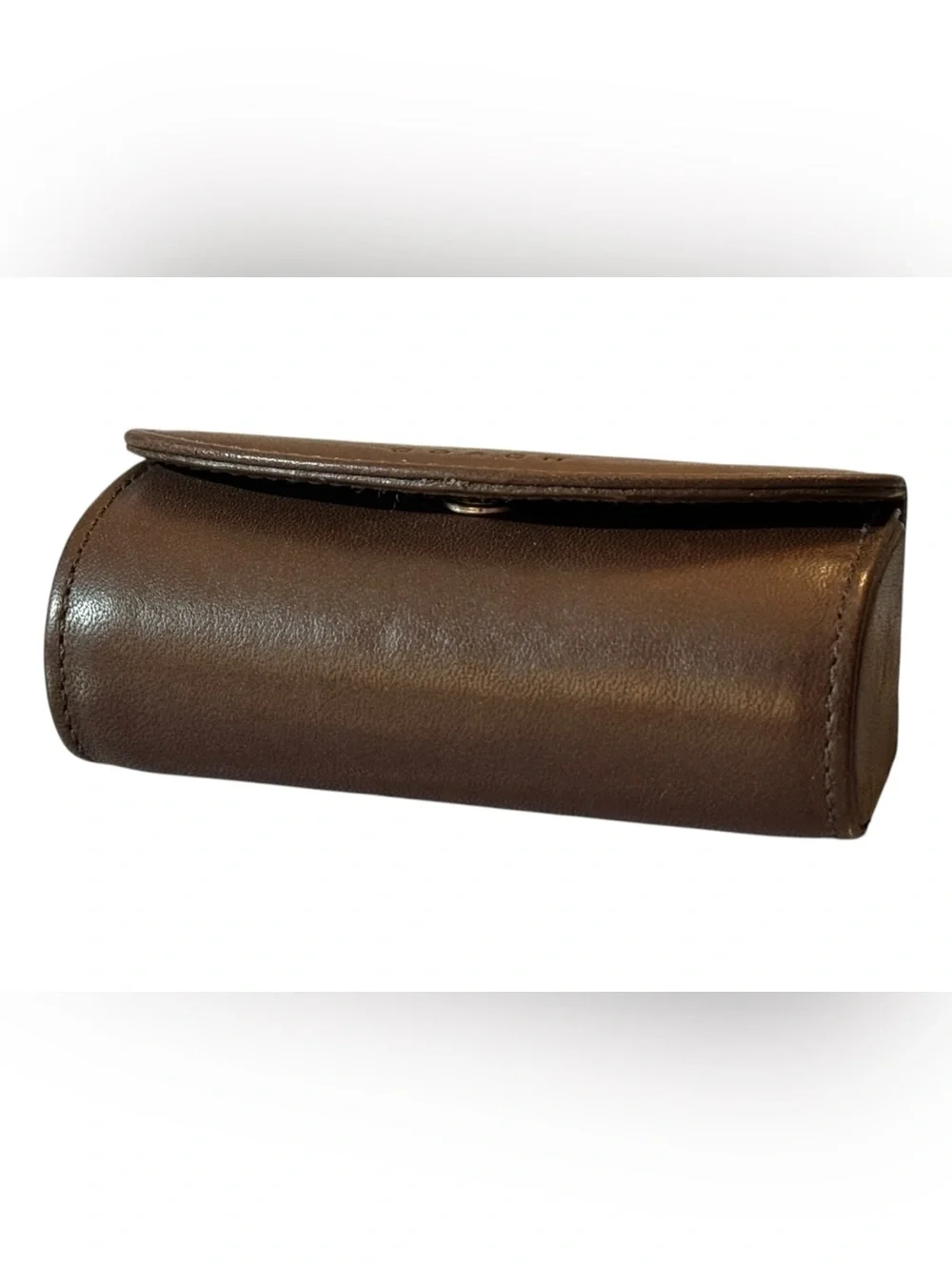 Vintage Coach Brown Leather Lipstick Case with Mirror